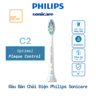 Đầu Bàn Chải Điện Philips Sonicare C2 Optimal Plaque Control Làm Sạch Mảng Bám Chân Răng – Mẫu mới 2020