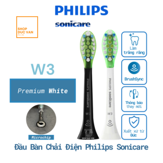 Đầu Bàn Chải Điện Philips Sonicare W3 Premium White Dòng Cao Cấp Làm Răng Trắng Sáng và Sạch Mảng Bám Chân Răng