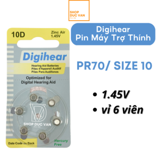 Digihear Hearing Aid Batteries PR70 Size 10, 6 Count