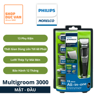 Philips Norelco Multigroom All-in-One Trimmer Series 3000, 13 Piece Mens Grooming Kit, for Beard, Face, Nose, and Ear Hair Trimmer and Hair Clipper No Blade Oil Needed